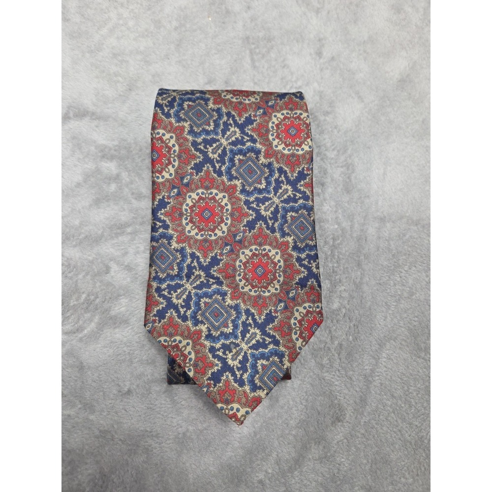 Vintage Paisley Silk Tie Burgundy Blue Classic Professional‎ Retro Style CEO